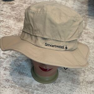 Smartwool Beige Wide-Brim Hat line with Merino wool one size